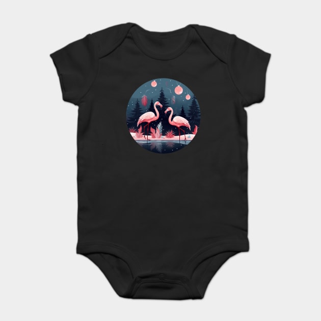 Flamingo Flock Sunset, Love Flamingos Baby Bodysuit by logiamerch